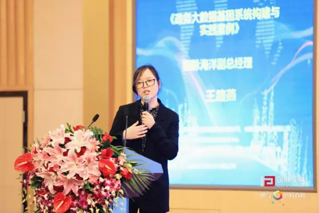 國脈海洋副總經(jīng)理王路燕女士于4月21日在國脈互聯(lián)舉辦的“2017第二屆政務大數(shù)據(jù)發(fā)展與合作研討會暨數(shù)據(jù)母體產(chǎn)品發(fā)布會”上演講